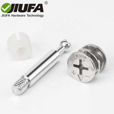 JIUFA Furniture Hardware Fitting Zinc Alloy Fastener Connecting Metal Joint Bolt Fitting Minifix Plastic Dowel Eccentric Cam